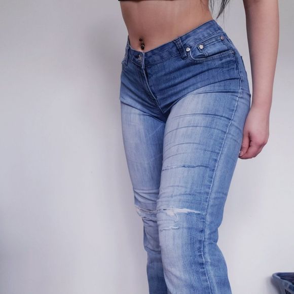 Seductions FD Low Waisted Straight Leg Jeans - Picture 1 of 16
